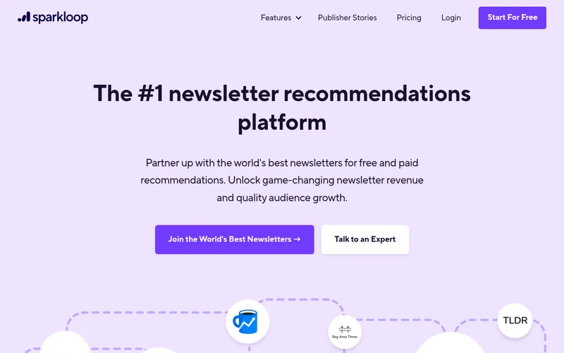 Screenshot of the SparkLoop homepage