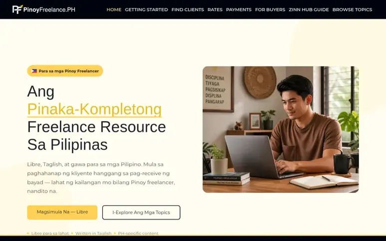 Screenshot of the PinoyFreelance.PH homepage