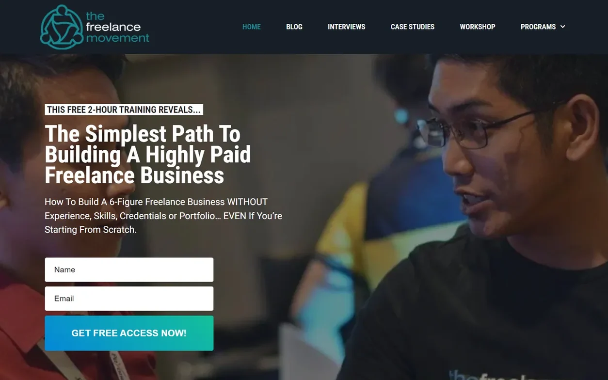 Screenshot of the The Freelance Movement homepage